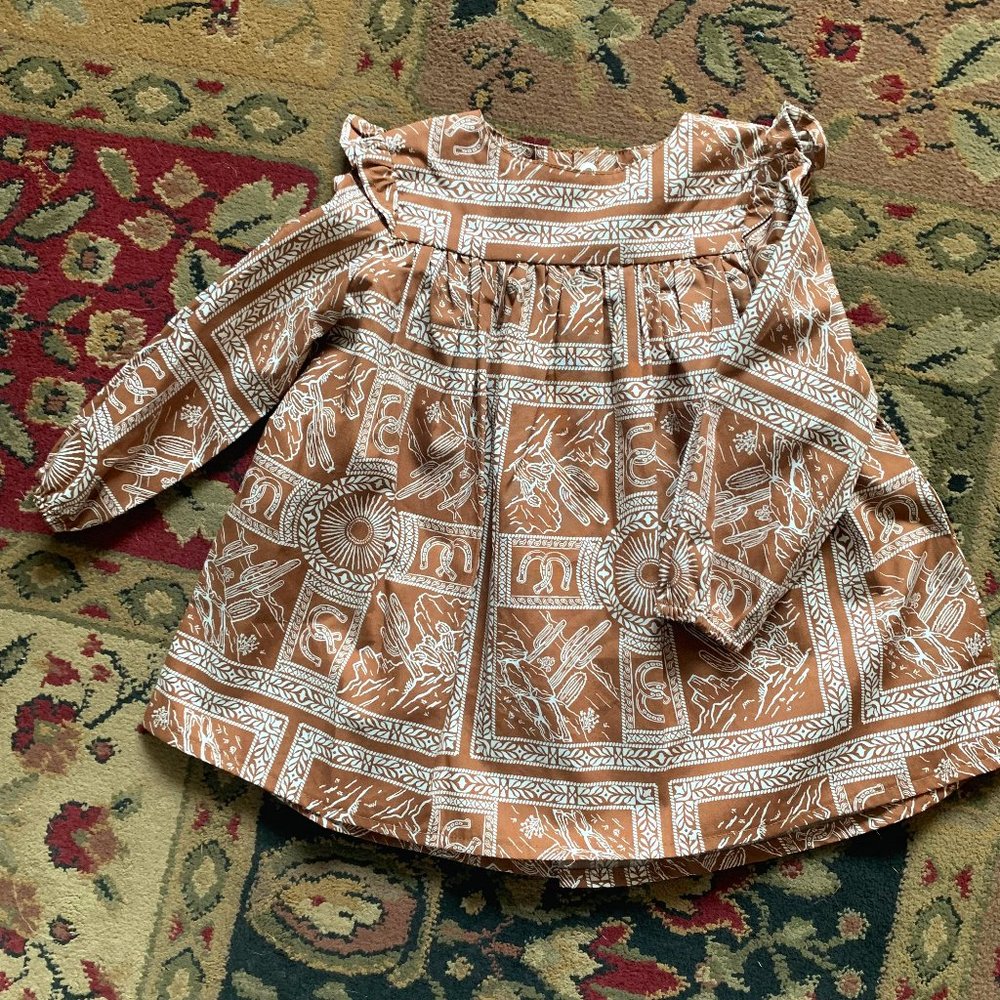 Wrangler Infant Girls' Western Retro Print Cotton Dress; 12 mos.